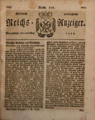 Kaiserlich privilegirter Reichs-Anzeiger (Allgemeiner Anzeiger der Deutschen) Donnerstag 10. Mai 1798