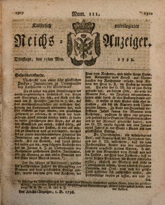 Kaiserlich privilegirter Reichs-Anzeiger (Allgemeiner Anzeiger der Deutschen) Dienstag 15. Mai 1798