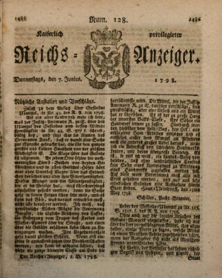 Kaiserlich privilegirter Reichs-Anzeiger (Allgemeiner Anzeiger der Deutschen) Donnerstag 7. Juni 1798