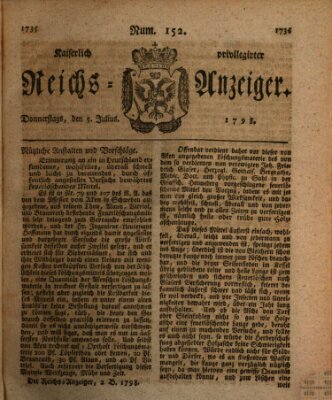 Kaiserlich privilegirter Reichs-Anzeiger (Allgemeiner Anzeiger der Deutschen) Donnerstag 5. Juli 1798