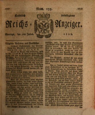 Kaiserlich privilegirter Reichs-Anzeiger (Allgemeiner Anzeiger der Deutschen) Montag 9. Juli 1798