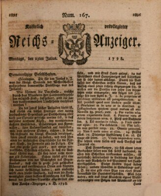 Kaiserlich privilegirter Reichs-Anzeiger (Allgemeiner Anzeiger der Deutschen) Montag 23. Juli 1798