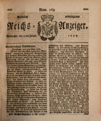 Kaiserlich privilegirter Reichs-Anzeiger (Allgemeiner Anzeiger der Deutschen) Mittwoch 25. Juli 1798