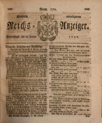 Kaiserlich privilegirter Reichs-Anzeiger (Allgemeiner Anzeiger der Deutschen) Donnerstag 26. Juli 1798