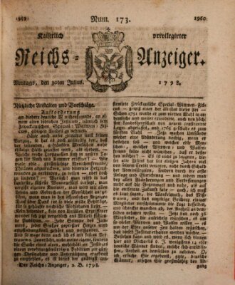 Kaiserlich privilegirter Reichs-Anzeiger (Allgemeiner Anzeiger der Deutschen) Montag 30. Juli 1798