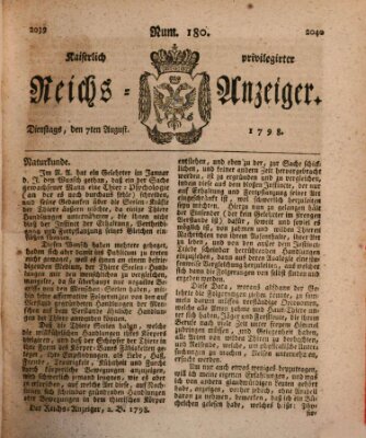 Kaiserlich privilegirter Reichs-Anzeiger (Allgemeiner Anzeiger der Deutschen) Dienstag 7. August 1798