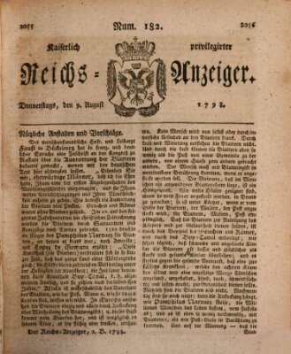 Kaiserlich privilegirter Reichs-Anzeiger (Allgemeiner Anzeiger der Deutschen) Donnerstag 9. August 1798