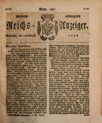 Kaiserlich privilegirter Reichs-Anzeiger (Allgemeiner Anzeiger der Deutschen) Mittwoch 15. August 1798