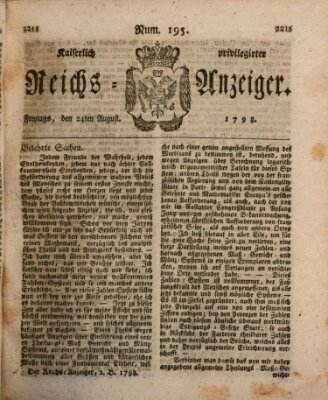 Kaiserlich privilegirter Reichs-Anzeiger (Allgemeiner Anzeiger der Deutschen) Freitag 24. August 1798