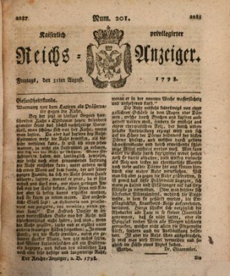 Kaiserlich privilegirter Reichs-Anzeiger (Allgemeiner Anzeiger der Deutschen) Freitag 31. August 1798