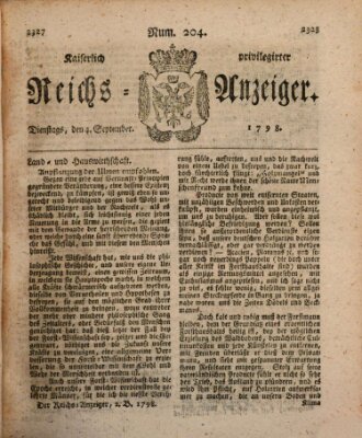 Kaiserlich privilegirter Reichs-Anzeiger (Allgemeiner Anzeiger der Deutschen) Dienstag 4. September 1798