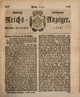 Kaiserlich privilegirter Reichs-Anzeiger (Allgemeiner Anzeiger der Deutschen) Mittwoch 12. September 1798