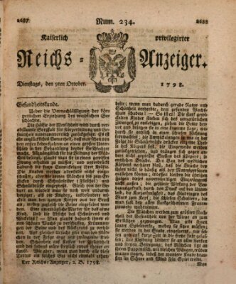 Kaiserlich privilegirter Reichs-Anzeiger (Allgemeiner Anzeiger der Deutschen) Dienstag 9. Oktober 1798