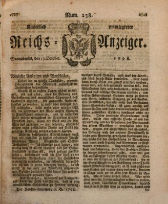 Kaiserlich privilegirter Reichs-Anzeiger (Allgemeiner Anzeiger der Deutschen) Samstag 13. Oktober 1798