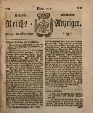 Kaiserlich privilegirter Reichs-Anzeiger (Allgemeiner Anzeiger der Deutschen) Freitag 26. Oktober 1798