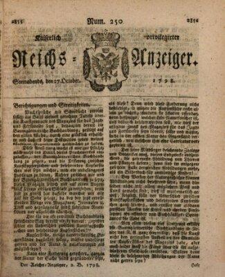 Kaiserlich privilegirter Reichs-Anzeiger (Allgemeiner Anzeiger der Deutschen) Samstag 27. Oktober 1798