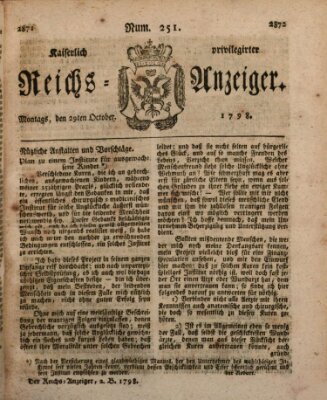 Kaiserlich privilegirter Reichs-Anzeiger (Allgemeiner Anzeiger der Deutschen) Montag 29. Oktober 1798