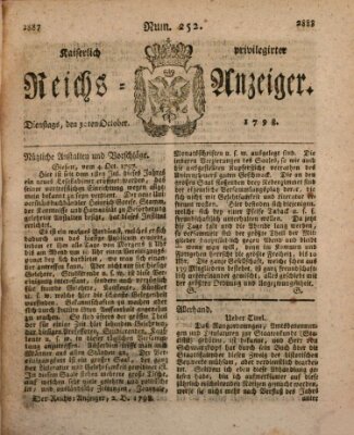 Kaiserlich privilegirter Reichs-Anzeiger (Allgemeiner Anzeiger der Deutschen) Mittwoch 3. Oktober 1798