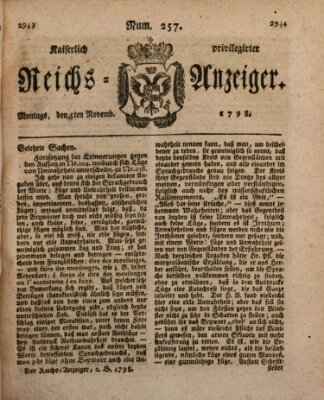 Kaiserlich privilegirter Reichs-Anzeiger (Allgemeiner Anzeiger der Deutschen) Montag 5. November 1798