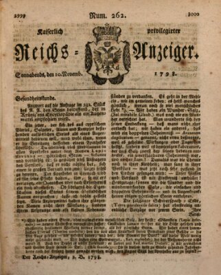 Kaiserlich privilegirter Reichs-Anzeiger (Allgemeiner Anzeiger der Deutschen) Samstag 10. November 1798