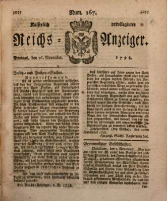 Kaiserlich privilegirter Reichs-Anzeiger (Allgemeiner Anzeiger der Deutschen) Freitag 16. November 1798