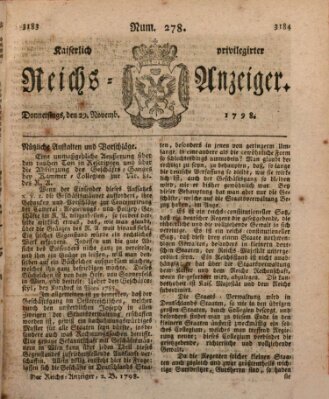 Kaiserlich privilegirter Reichs-Anzeiger (Allgemeiner Anzeiger der Deutschen) Donnerstag 29. November 1798