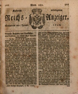 Kaiserlich privilegirter Reichs-Anzeiger (Allgemeiner Anzeiger der Deutschen) Samstag 1. Dezember 1798