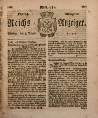 Kaiserlich privilegirter Reichs-Anzeiger (Allgemeiner Anzeiger der Deutschen) Dienstag 4. Dezember 1798