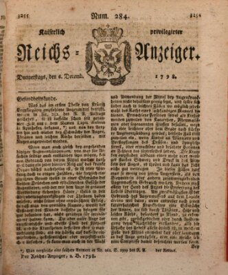 Kaiserlich privilegirter Reichs-Anzeiger (Allgemeiner Anzeiger der Deutschen) Donnerstag 6. Dezember 1798