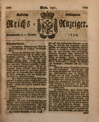 Kaiserlich privilegirter Reichs-Anzeiger (Allgemeiner Anzeiger der Deutschen) Samstag 15. Dezember 1798