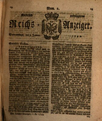 Kaiserlich privilegirter Reichs-Anzeiger (Allgemeiner Anzeiger der Deutschen) Donnerstag 3. Januar 1799