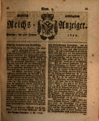 Kaiserlich privilegirter Reichs-Anzeiger (Allgemeiner Anzeiger der Deutschen) Freitag 4. Januar 1799