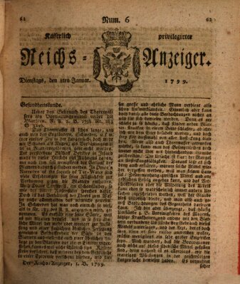 Kaiserlich privilegirter Reichs-Anzeiger (Allgemeiner Anzeiger der Deutschen) Dienstag 8. Januar 1799