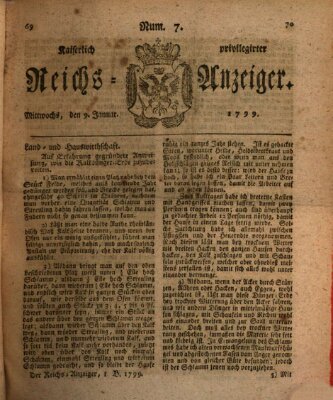 Kaiserlich privilegirter Reichs-Anzeiger (Allgemeiner Anzeiger der Deutschen) Mittwoch 9. Januar 1799