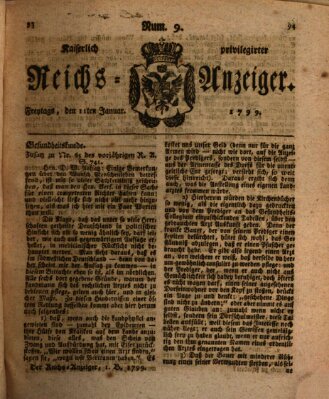 Kaiserlich privilegirter Reichs-Anzeiger (Allgemeiner Anzeiger der Deutschen) Freitag 11. Januar 1799