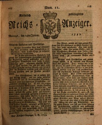 Kaiserlich privilegirter Reichs-Anzeiger (Allgemeiner Anzeiger der Deutschen) Montag 14. Januar 1799