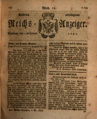 Kaiserlich privilegirter Reichs-Anzeiger (Allgemeiner Anzeiger der Deutschen) Dienstag 15. Januar 1799