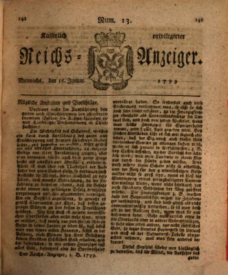 Kaiserlich privilegirter Reichs-Anzeiger (Allgemeiner Anzeiger der Deutschen) Mittwoch 16. Januar 1799