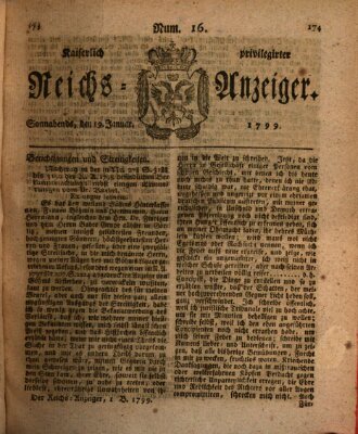 Kaiserlich privilegirter Reichs-Anzeiger (Allgemeiner Anzeiger der Deutschen) Samstag 19. Januar 1799