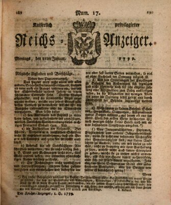 Kaiserlich privilegirter Reichs-Anzeiger (Allgemeiner Anzeiger der Deutschen) Montag 21. Januar 1799