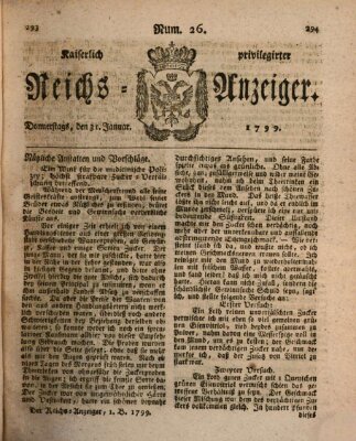 Kaiserlich privilegirter Reichs-Anzeiger (Allgemeiner Anzeiger der Deutschen) Donnerstag 31. Januar 1799