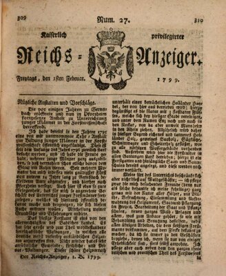 Kaiserlich privilegirter Reichs-Anzeiger (Allgemeiner Anzeiger der Deutschen) Freitag 1. Februar 1799