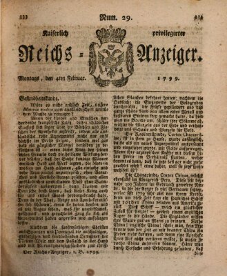 Kaiserlich privilegirter Reichs-Anzeiger (Allgemeiner Anzeiger der Deutschen) Montag 4. Februar 1799