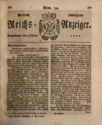 Kaiserlich privilegirter Reichs-Anzeiger (Allgemeiner Anzeiger der Deutschen) Samstag 9. Februar 1799