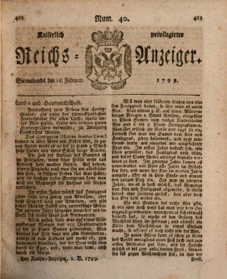 Kaiserlich privilegirter Reichs-Anzeiger (Allgemeiner Anzeiger der Deutschen) Samstag 16. Februar 1799