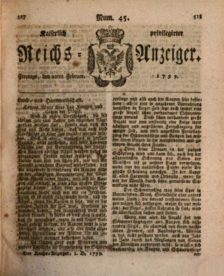 Kaiserlich privilegirter Reichs-Anzeiger (Allgemeiner Anzeiger der Deutschen) Freitag 22. Februar 1799