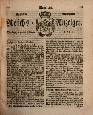 Kaiserlich privilegirter Reichs-Anzeiger (Allgemeiner Anzeiger der Deutschen) Dienstag 26. Februar 1799