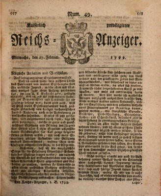 Kaiserlich privilegirter Reichs-Anzeiger (Allgemeiner Anzeiger der Deutschen) Mittwoch 27. Februar 1799