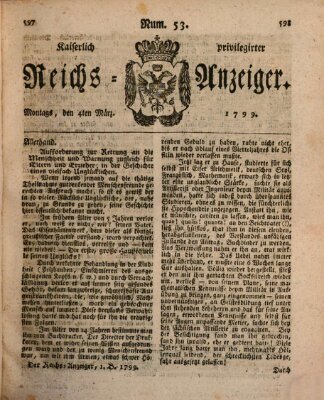 Kaiserlich privilegirter Reichs-Anzeiger (Allgemeiner Anzeiger der Deutschen) Montag 4. März 1799