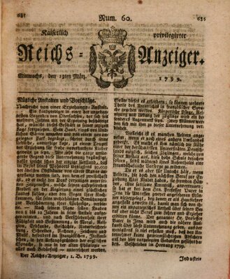 Kaiserlich privilegirter Reichs-Anzeiger (Allgemeiner Anzeiger der Deutschen) Mittwoch 13. März 1799